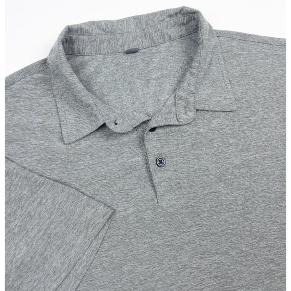 Vuori Strato Tech Polo Shirt Men's Medium Heather Gray Performance Wicking V188